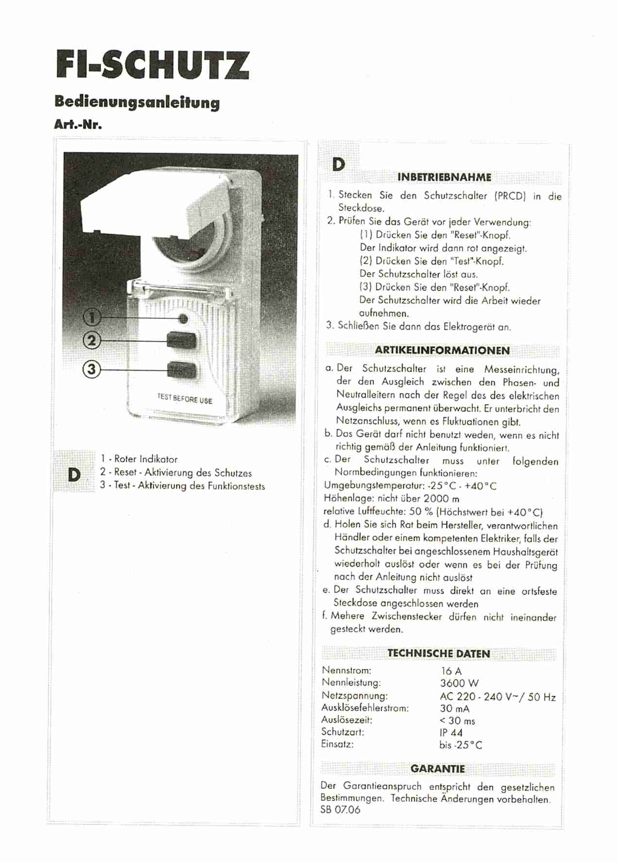 Dachrinnen Heizkabel FI Schutz Stecker Adapter
            RCD